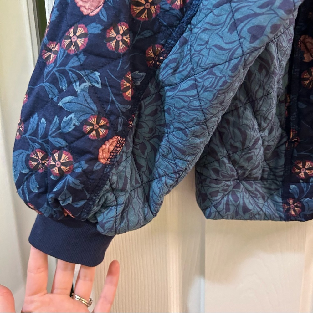 Anthropologie Gayla Quilted Blue Jacket Floral Bohemian Saturday Sunday Sz Lg - Picture 4 of 11